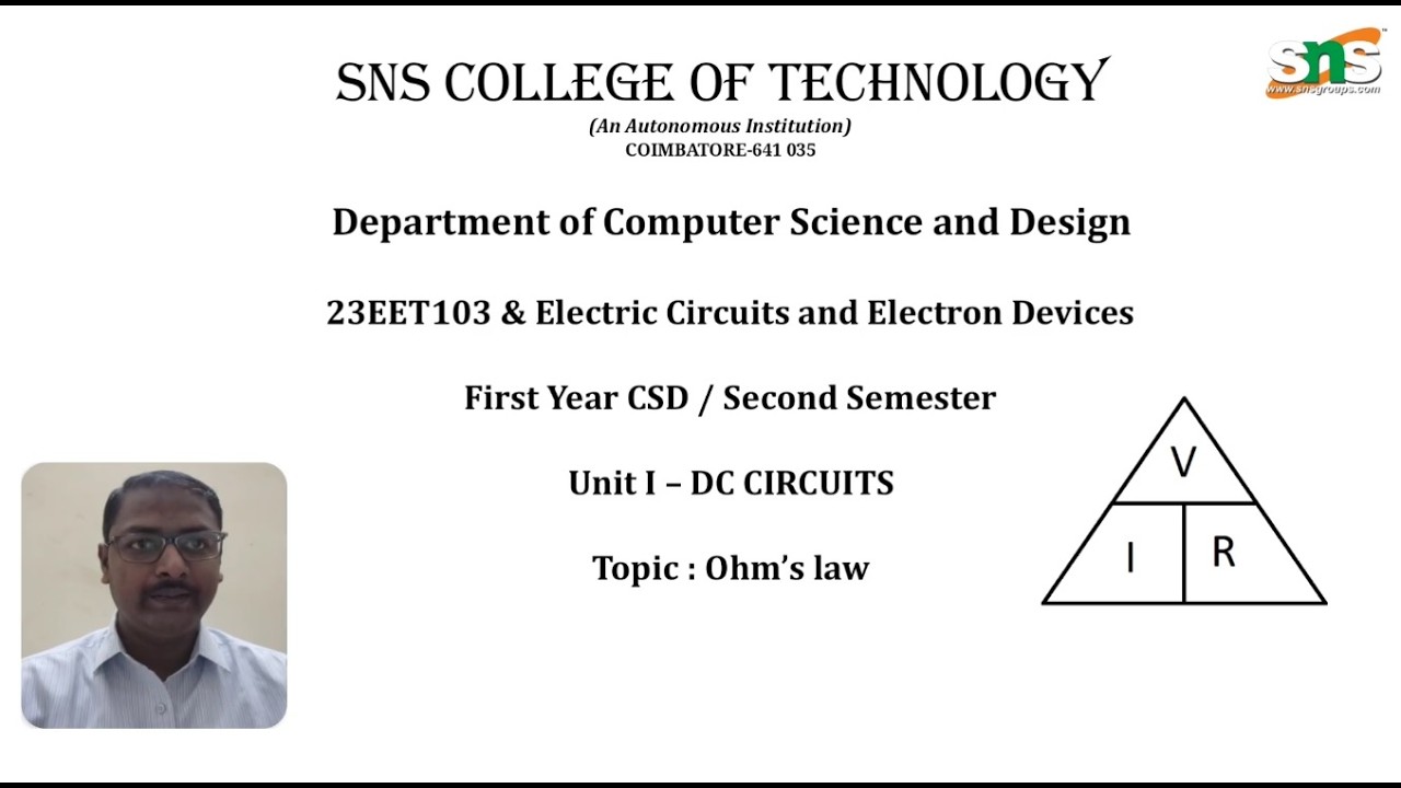Ohms Law | Electric Circuits and Electron Devices | SNS Institutions
