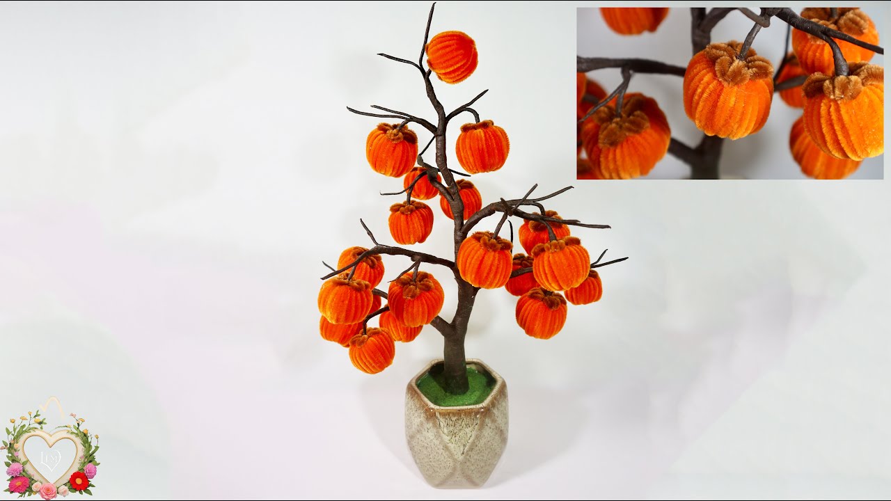 Cách làm Cây Quả Hồng bằng kẽm nhung siêu đẹp, dễ làm - How to make a Persimmon tree ! #hms2