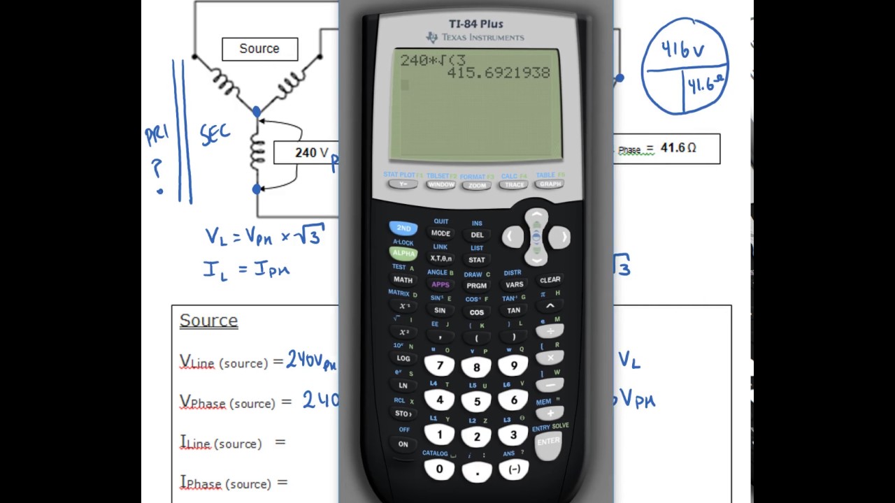 3 Phase Calculation #4 (Wye Source, Delta Load)