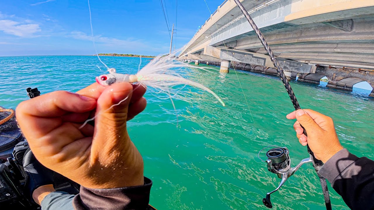 UNCUT Kayak Fishing | Jigging A Bucktail On Little Bridges In Florida Keys