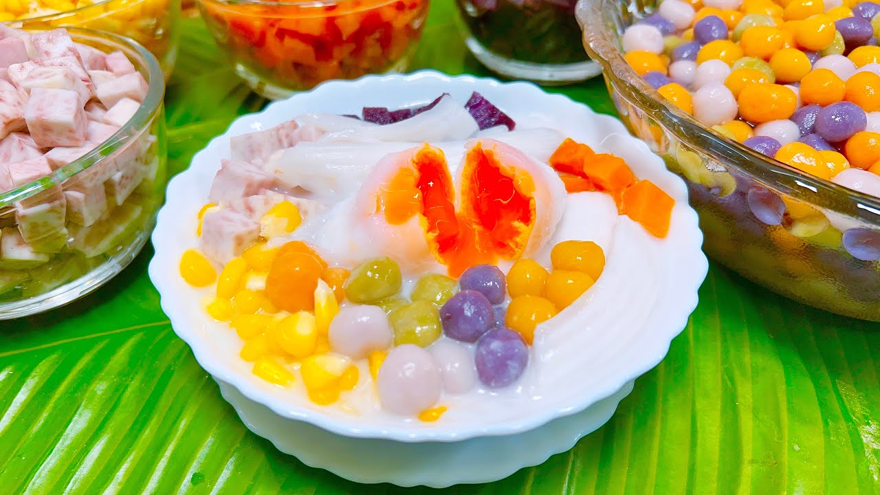 บัวลอยไข่หวานทรงเครื่อง 5 สีเครื่องแน่น by ครัวบ้านๆ แต่อร่อยดี x แป้งตราเหรียญทองคู่