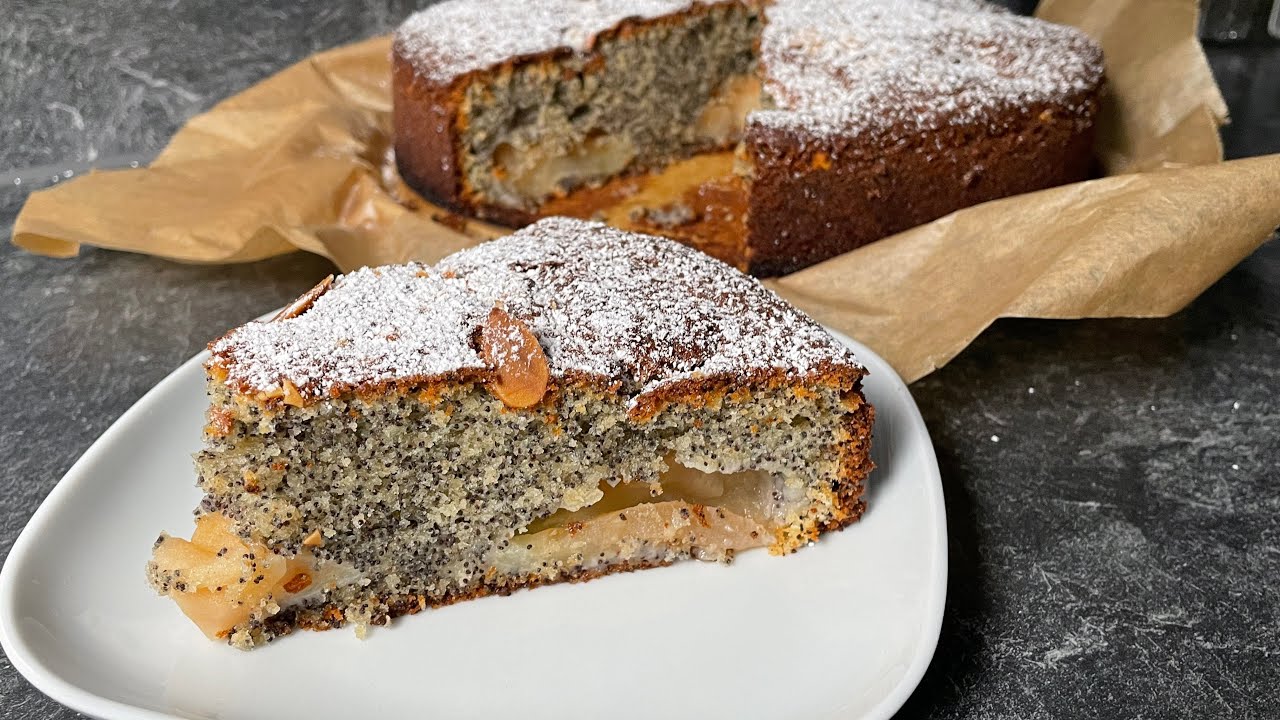 Wenn Sie Äpfel zu Hause haben, bereiten Sie diesen leckeren und sehr leichten Mohnkuchen zu!