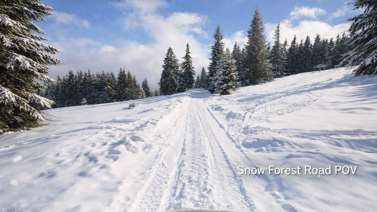 Deep Snow Forest Road - Relaxing Winter POV