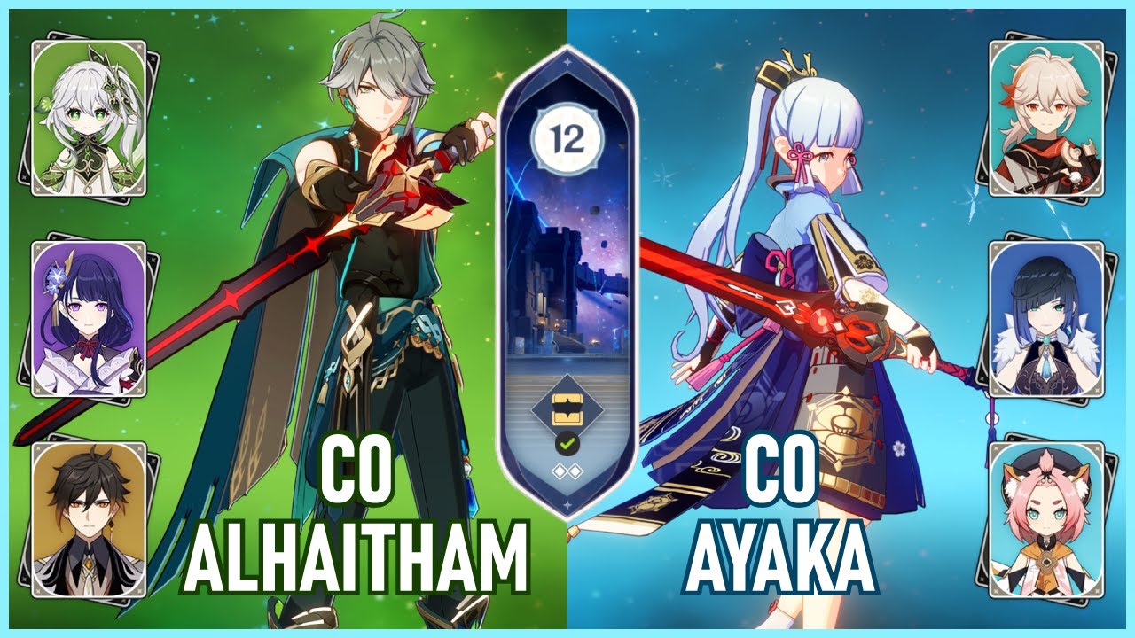 C0 Alhaitham Spread & C0 Ayaka Yelan - Genshin Impact Abyss 3.4 Waxing Phase - Floor 12 9 Stars
