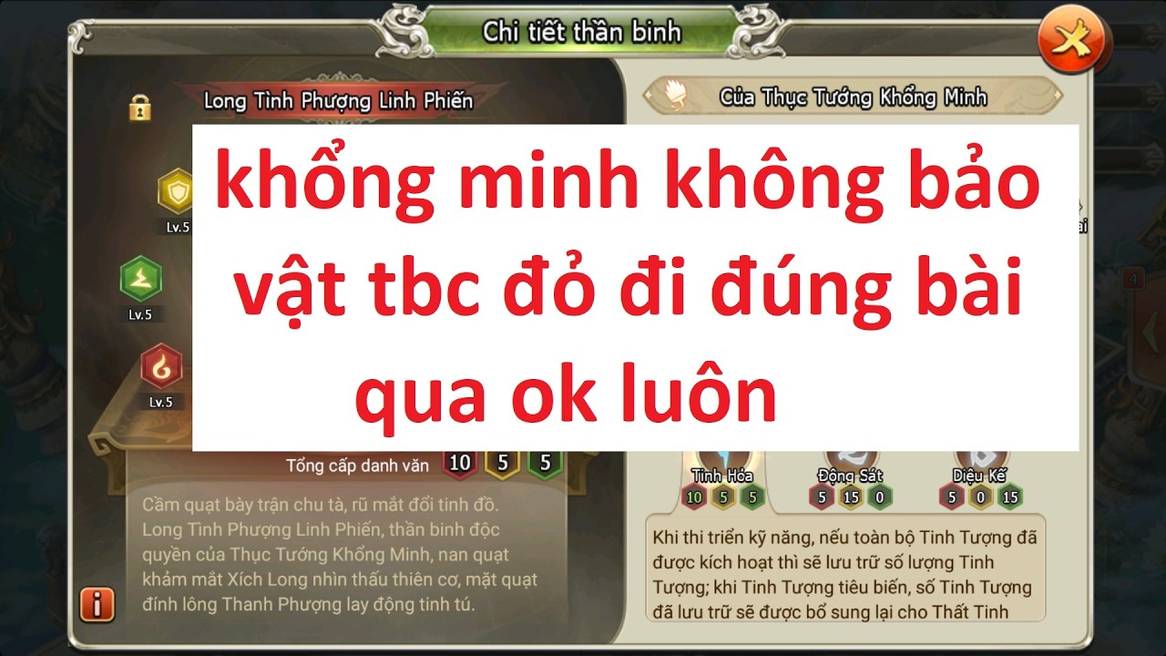 khổng minh không bảo vật tbc đỏ đi đúng bài quá ok luôn