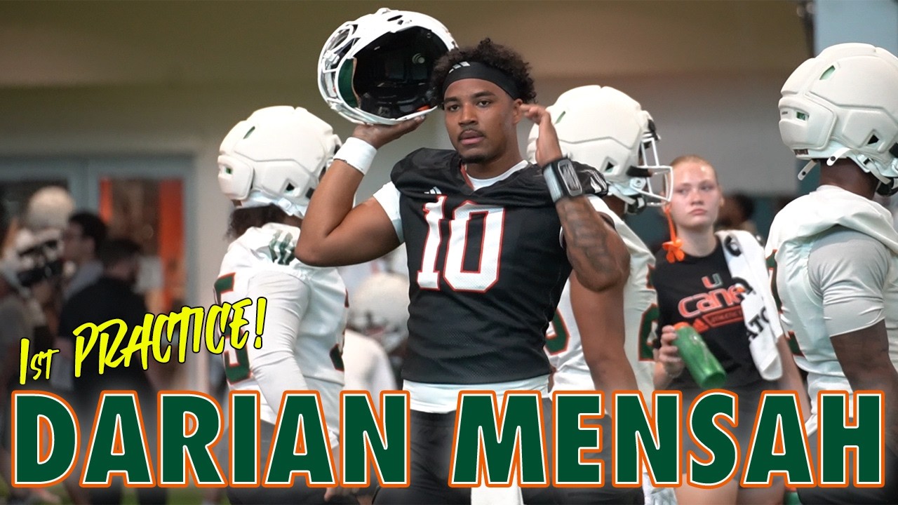 QB Darian Mensah's 1st Spring Practice at Miami | Drills, Passes, Handoffs & Interactions