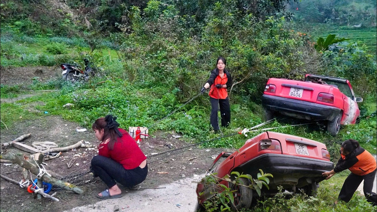 If the car crashes and falls into the ditch, will the two women be able to pull it out?