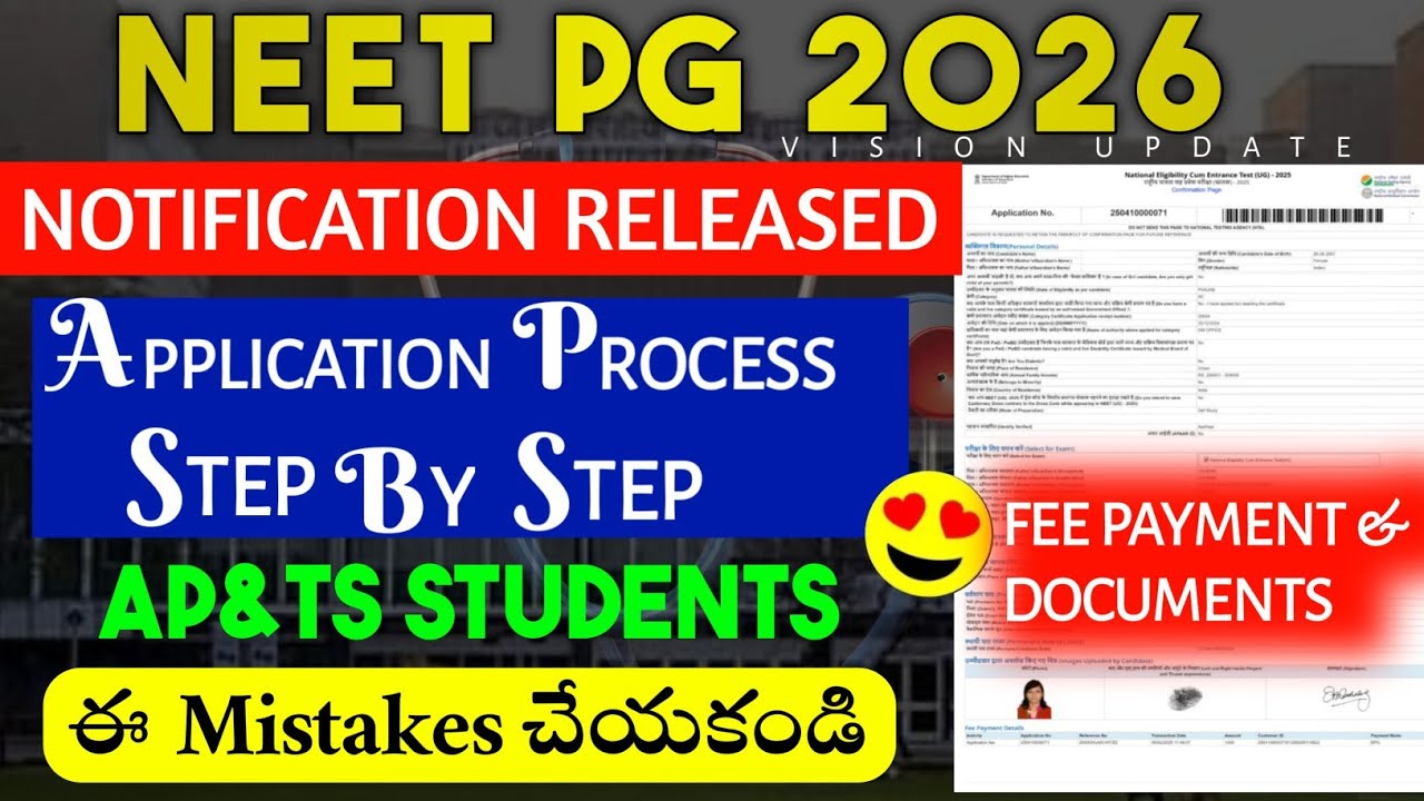 NEET PG 2026 Notification Out Complete Application Guide | Fee Payment | Documents | Telugu