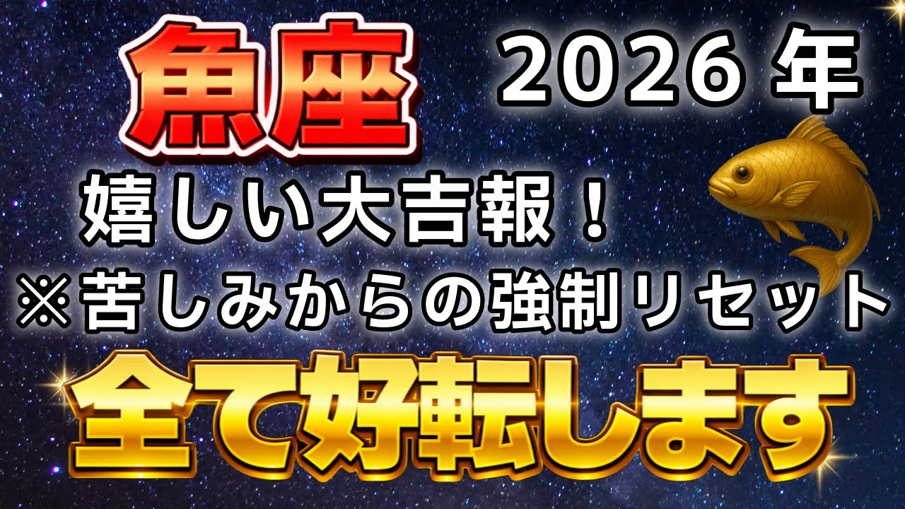 ♓️魚座※5秒以内に再生して※金運の停滞ついに終わる。ここから全て好転する新時代の幕開け。魚座のこれからを解説【12星座占い】【2026年運勢】