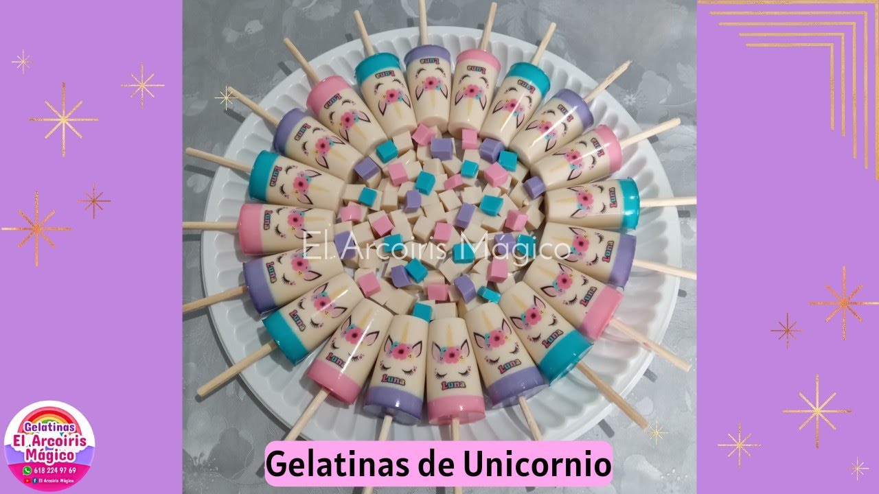 Gelapaletas de 3 leches de UNICORNIO 🦄  | gelatinas completamente de 3 LECHES | Paso a paso|