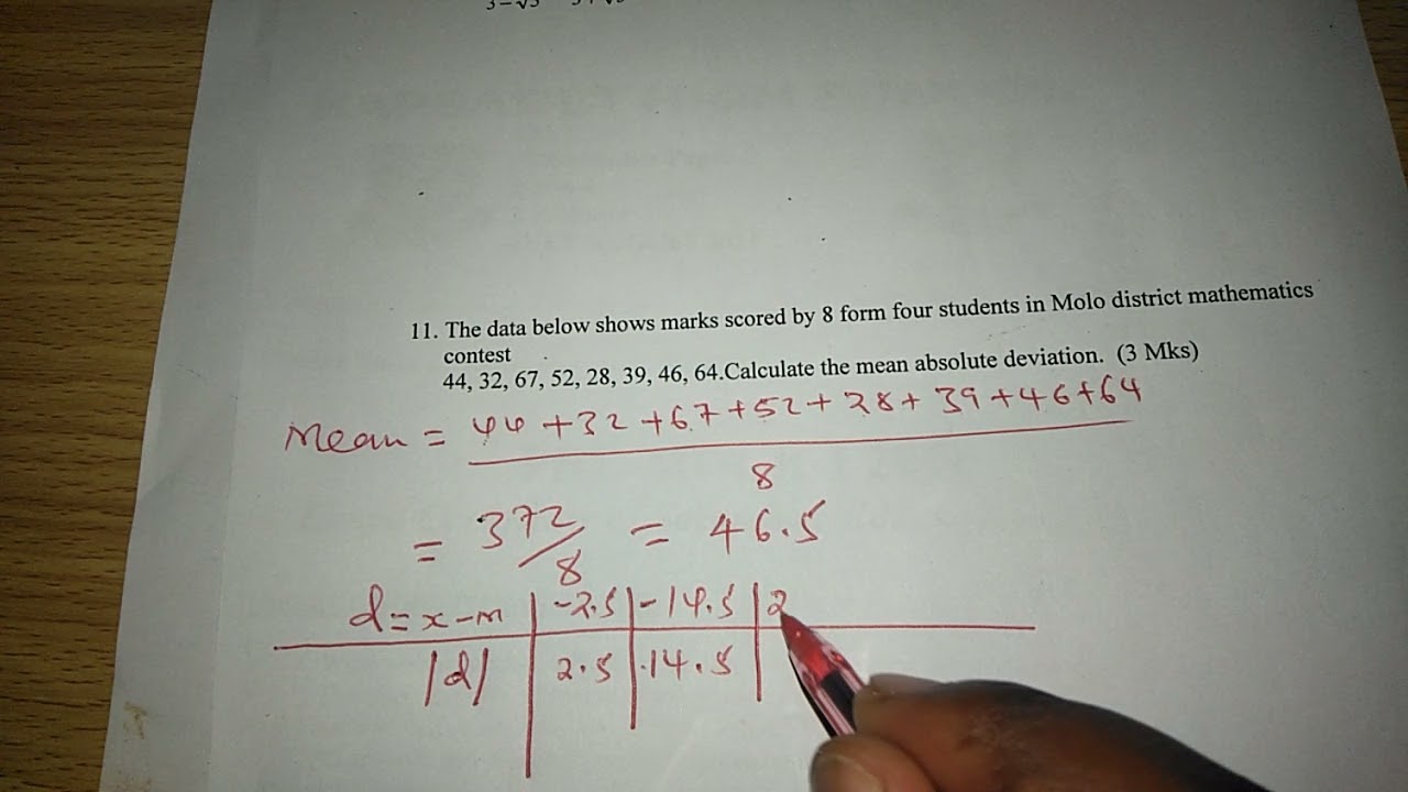KCSE 2022 PREDICTION. MATHS PAPER 2. MEAN ABSOLUTE DEVIATION