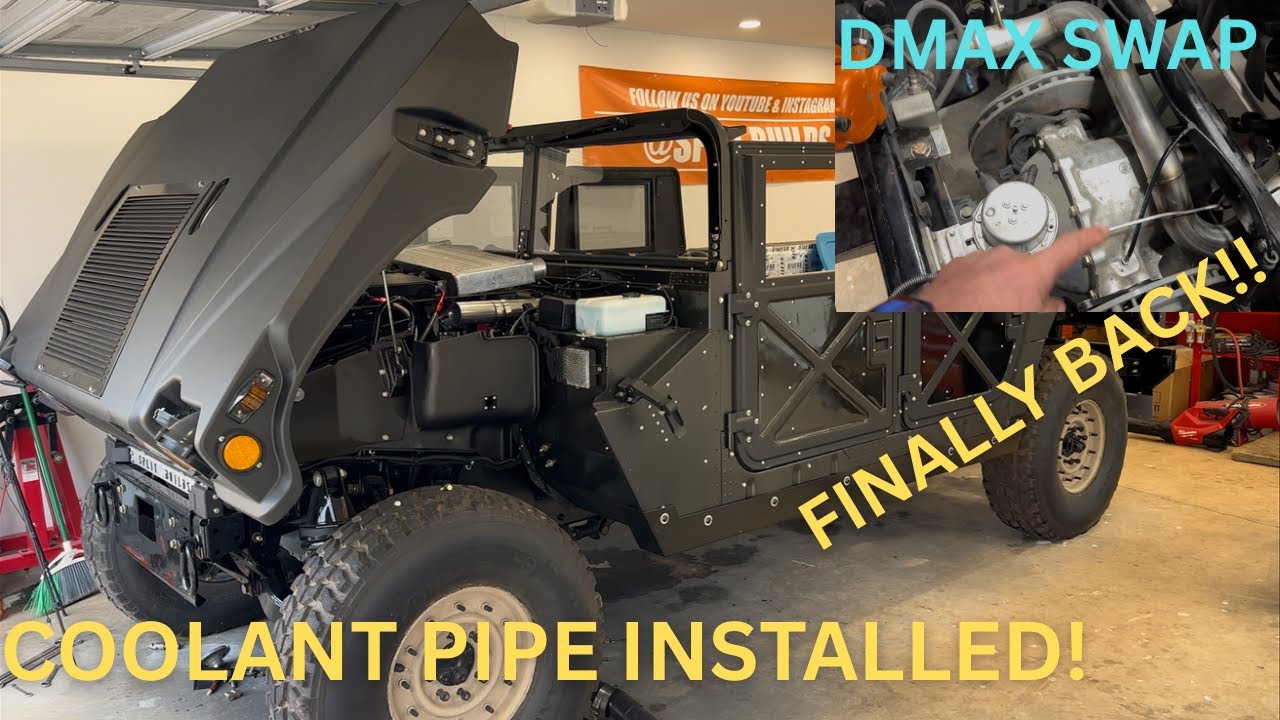 Установка нижней трубки системы охлаждения на Humvee Duramax