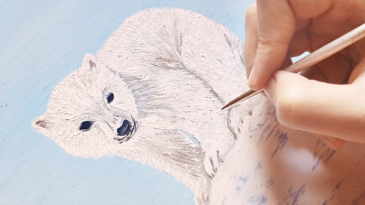 Baby Polar Bear In The Arctic ❄/ Acrylic Painting Techniques / Acrylic Painting