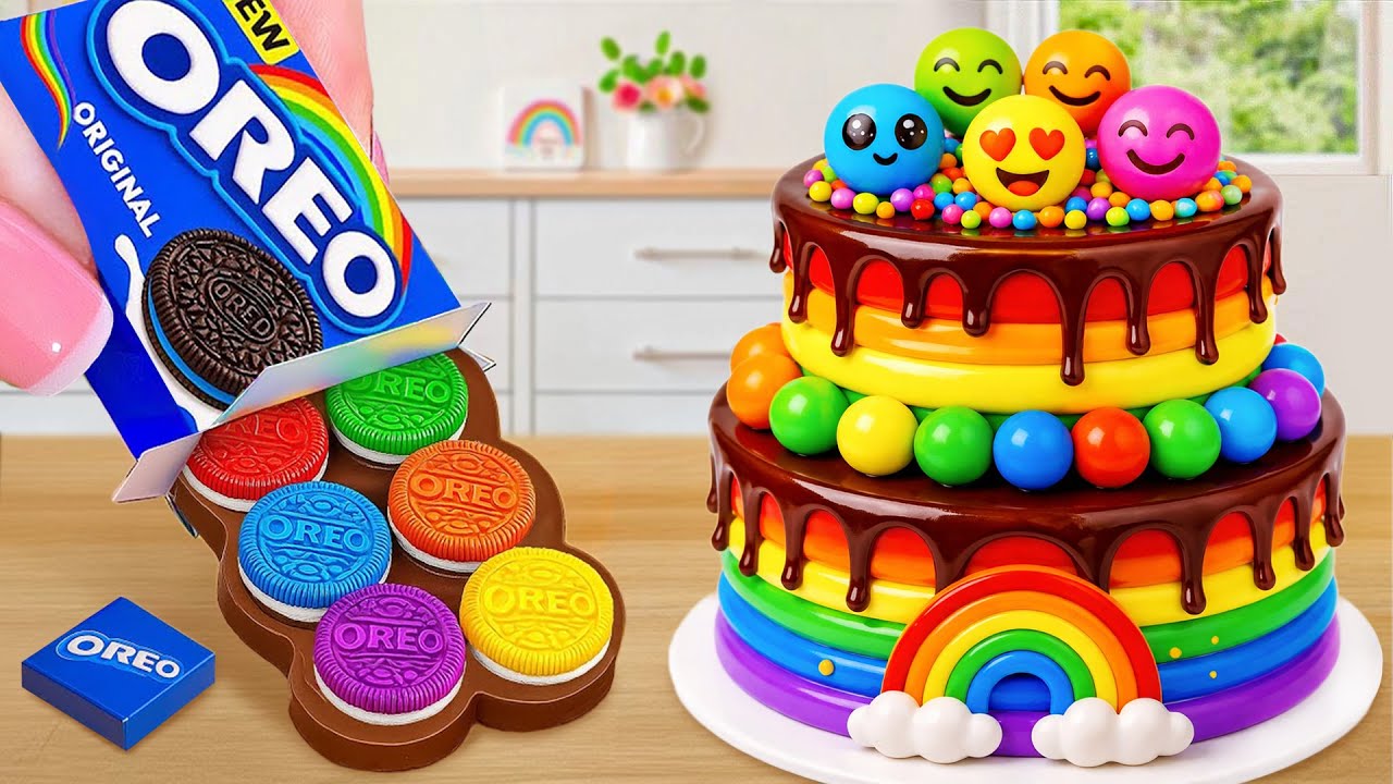 The Best Miniature Rainbow Jelly Cake Recipe With OREO 🧁 How To Make Cake 🎂 Mini Cake Wonderland