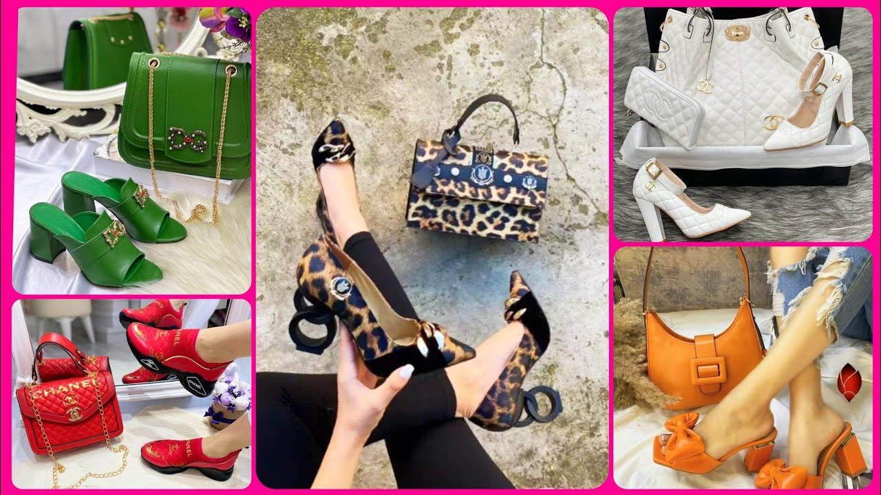 Zapatos y bolsos elegantes y a la moda para mujer