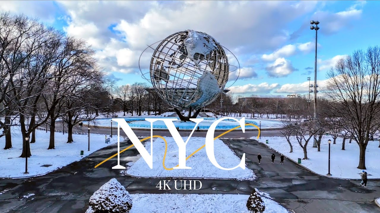 Soothing Relaxing NYC Cinematic Winter Nature Tour in Flushing Queens 4K UHD
