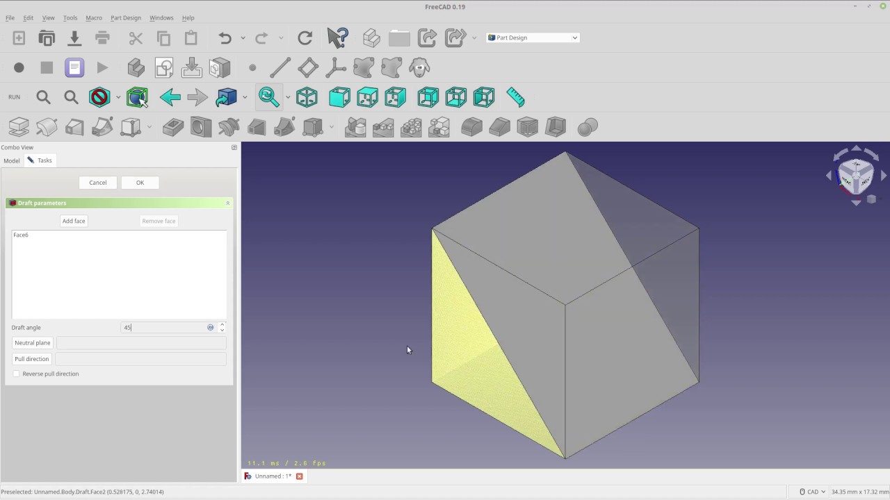 Учебное пособие по FreeCAD — проектирование деталей «Чертеж грани»