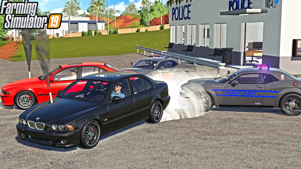 DRIFTING AND BURNOUTS IN FRONT OF POLICE | TROLLING COPS | FARMING SIMULATOR 2019