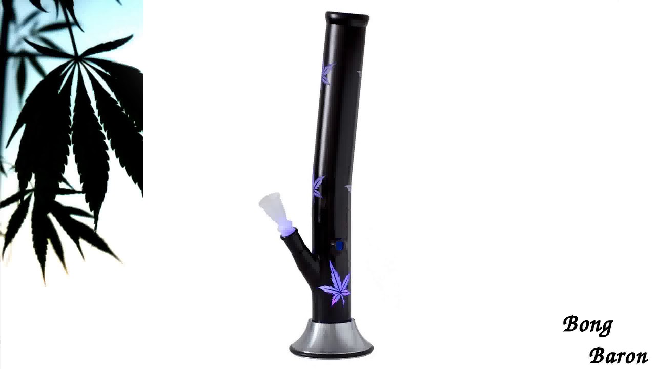 Black and Frosted Glass Bong with LED Lights