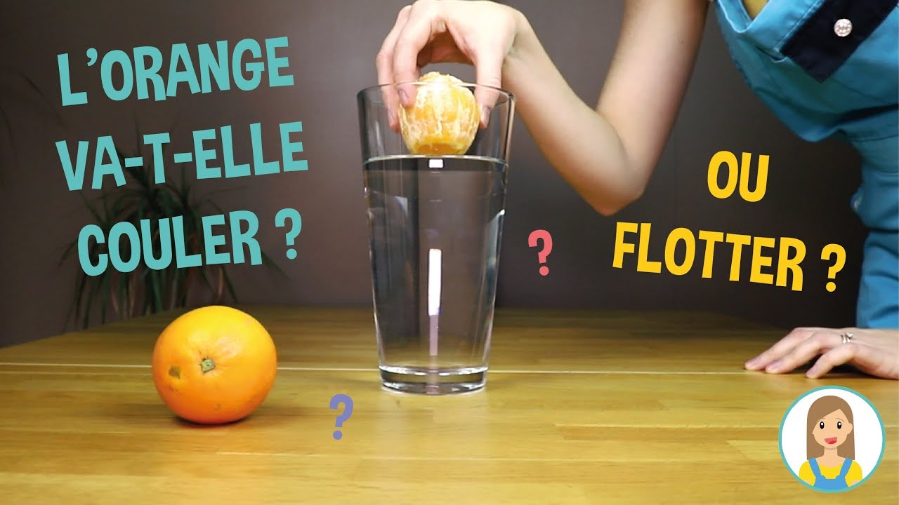 EXP&Eacute;RIENCE SCIENTIFIQUE en VUE !! L'orange va-t-elle COULER ou FLOTTER ???
