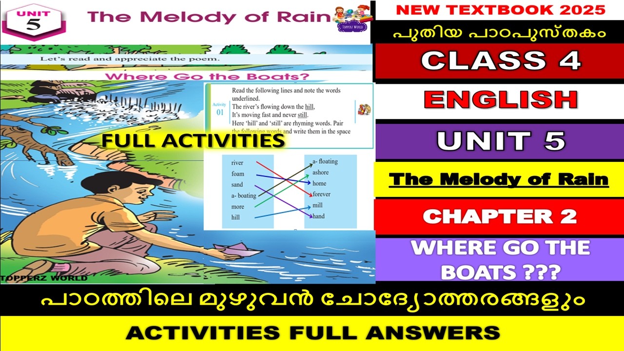 CLASS4|UNIT5 THE MELODY OF RAIN|CHAPTER 2 WHERE GO THE BOATS ???|മലയാളത്തിൽ|FULL ACTIVITIES | POEM
