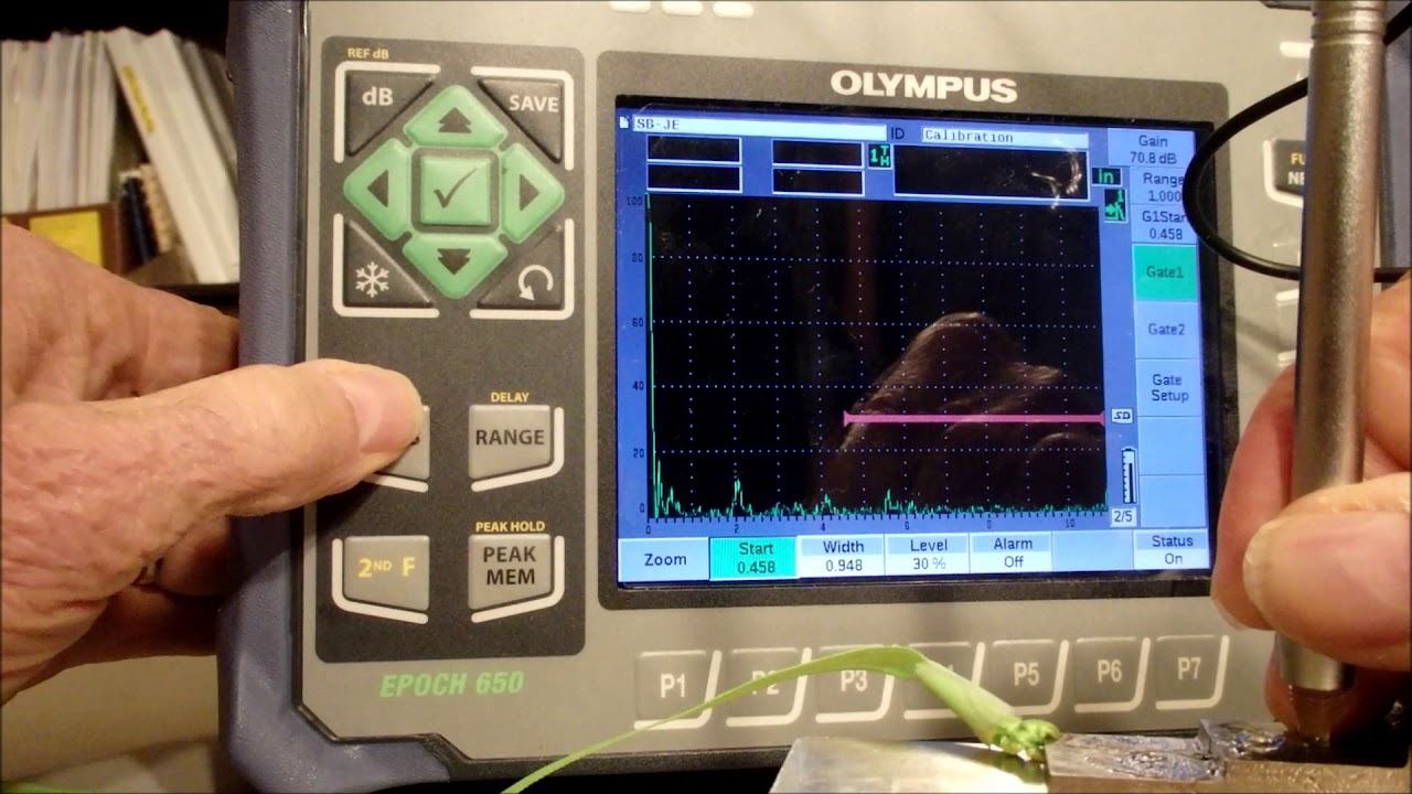 Ultrasonic pencil probe thickness setup