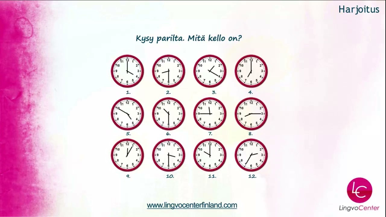 Oppitunti №4: Kello, mitä kello on? | Часы, который час? | Clock, what time is it?