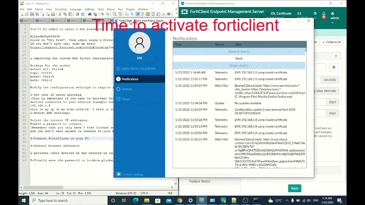 Activate FortiClient Web Filter using FortiClient EMS