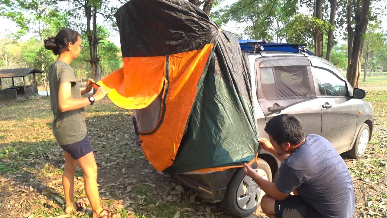 นอนในรถ celerio อช.ภูผาม่าน ll Car Camping in summer 33°c Phu Pha Man National Park, Thailand