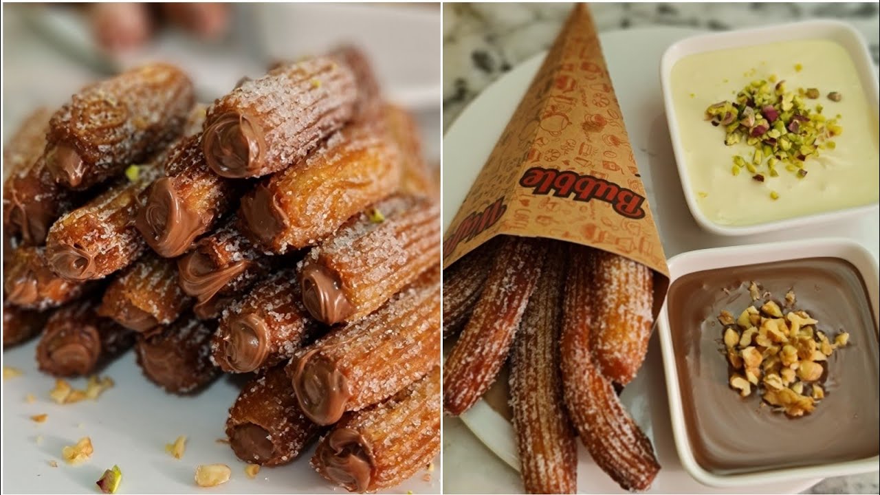 تشوروز مقرمش محشي بالشوكولاتة churros