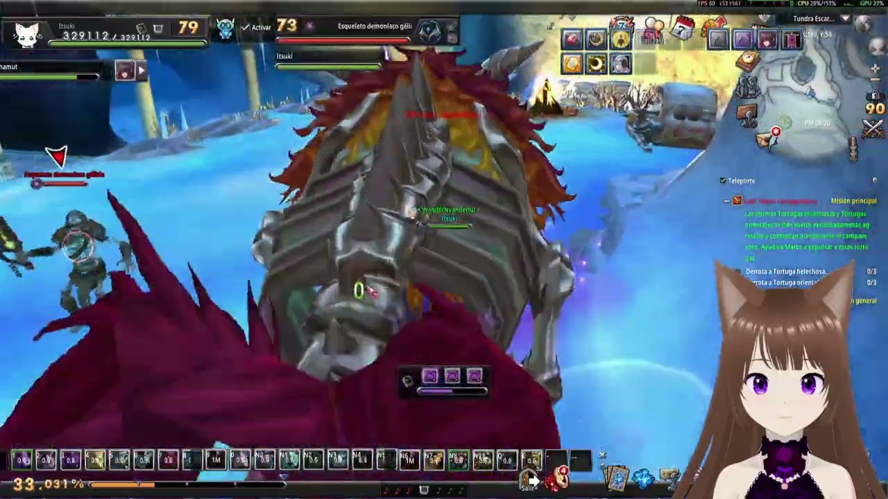 Aura Kingdom Impact hechicera en tundra escarchada