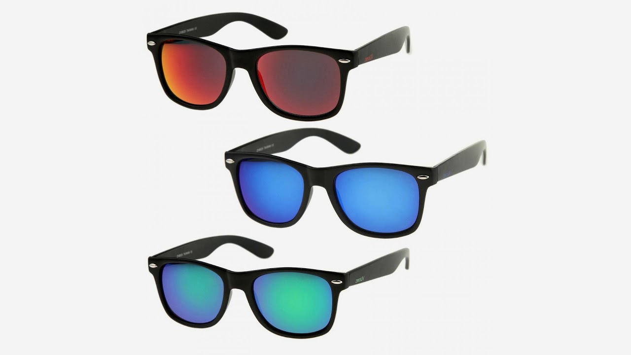 zeroUV - Matte Finish Reflective Color Mirror Lens Large Square Horn Rimmed Sunglasses