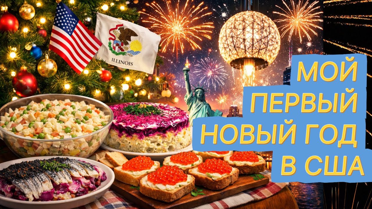 Мой первый Новый год в США 🇺🇸 | Оливье, икра и Один Дома
