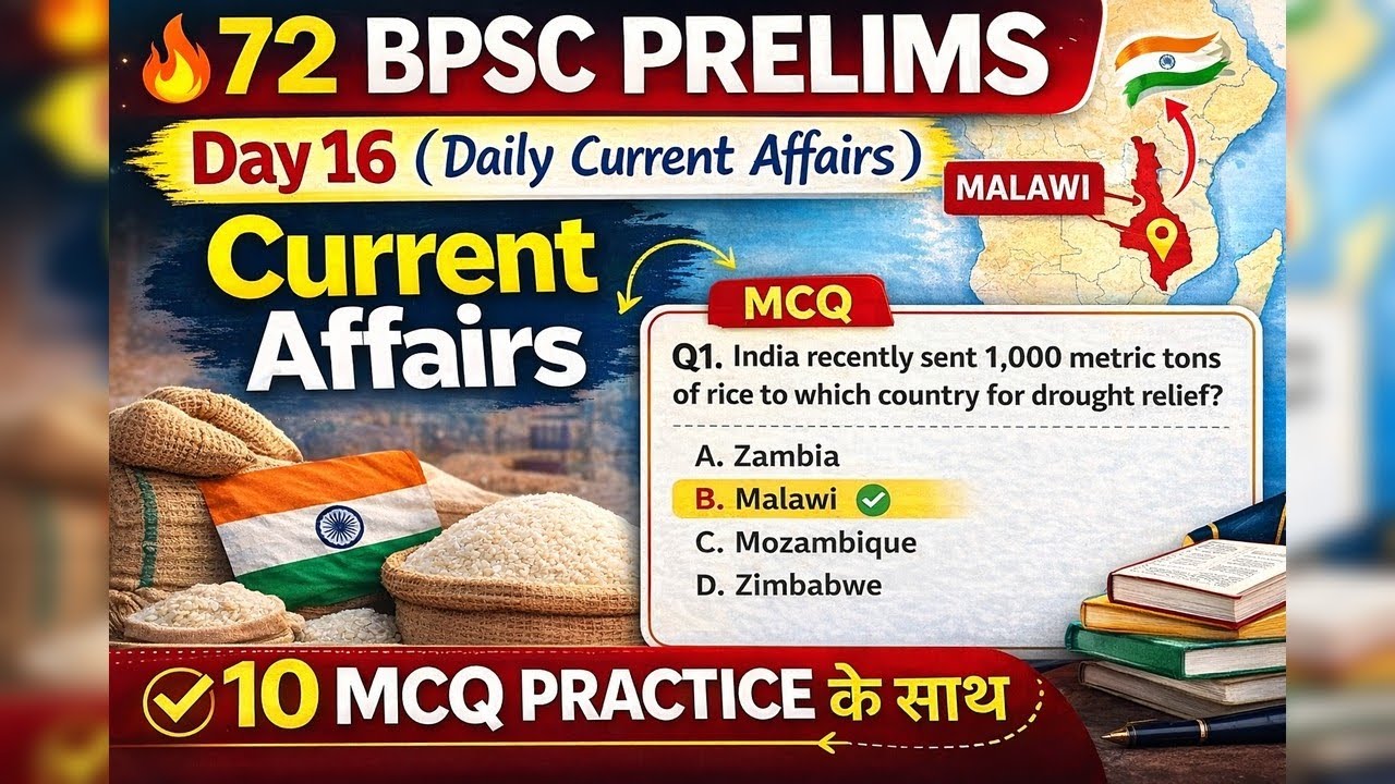 Day 16 | 72 BPSC PRELIMS Daily Current Affairs | 10 MCQs Practice 