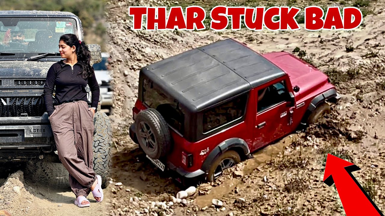 Muddy Disaster ⚠️⁉️Watch This Thar Struggle to Break Free 🚘Will It Escape or Be Towed ?