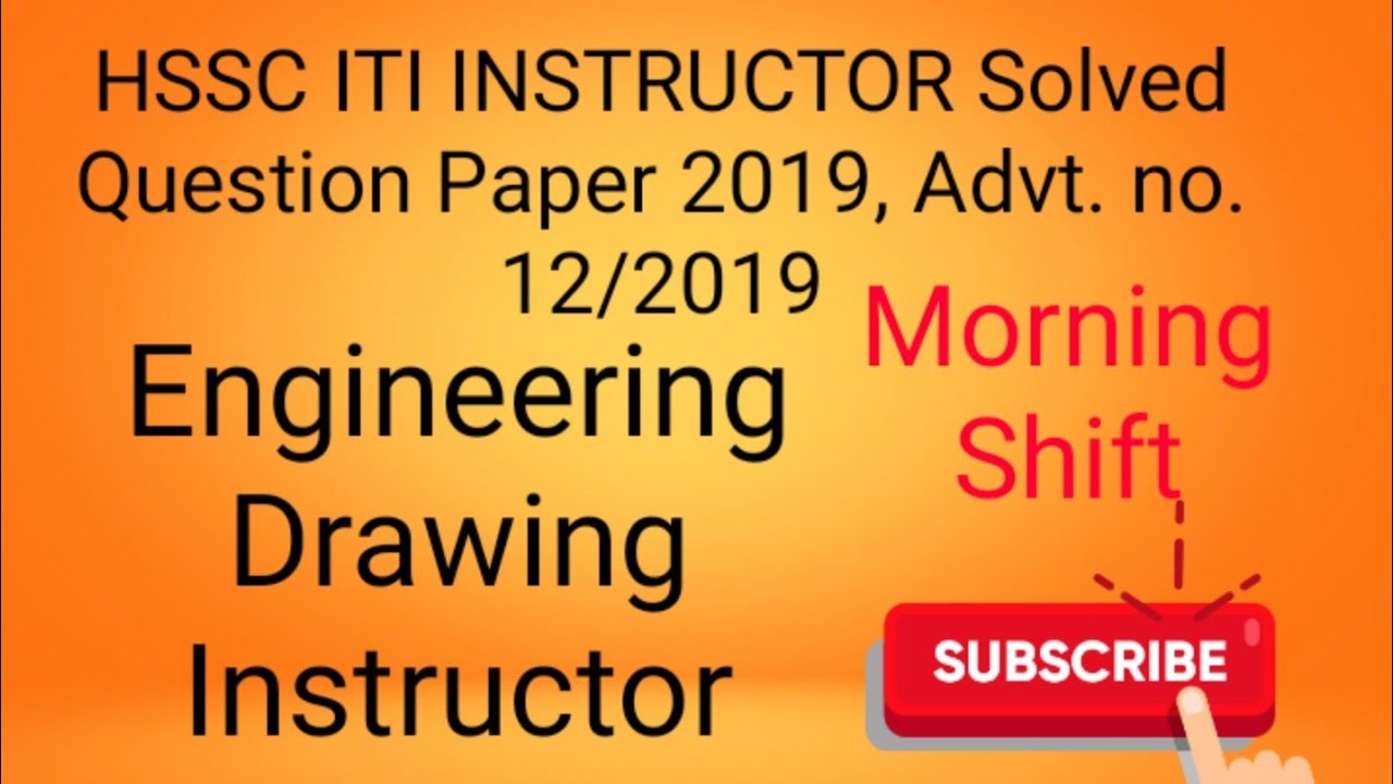 Engineering drawing HSSC ITI INSTRUCTOR Solved Question Paper 2019 || Morning Shift 07.12.2019