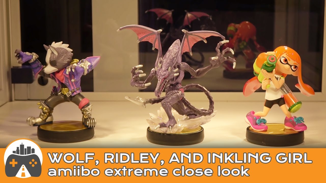 [Amiibo] Wolf, Ridley, and Inkling Girl - Extremely Close look (4K)