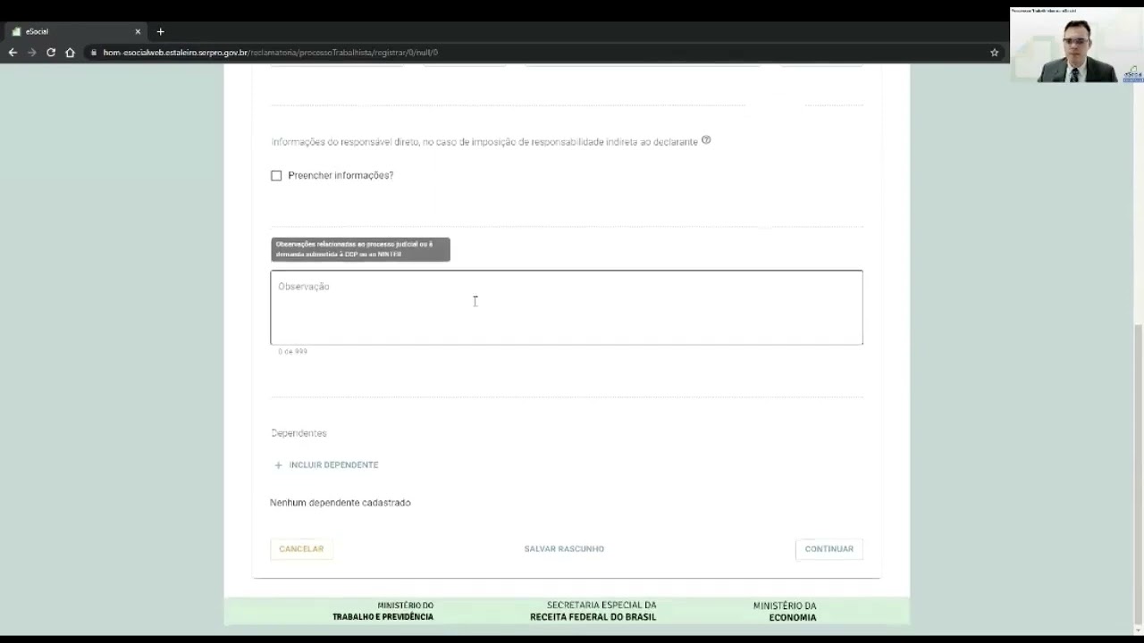 Aula 3.2 - Exemplo S 2500 com Reconhecimento do Vínculo de Emprego