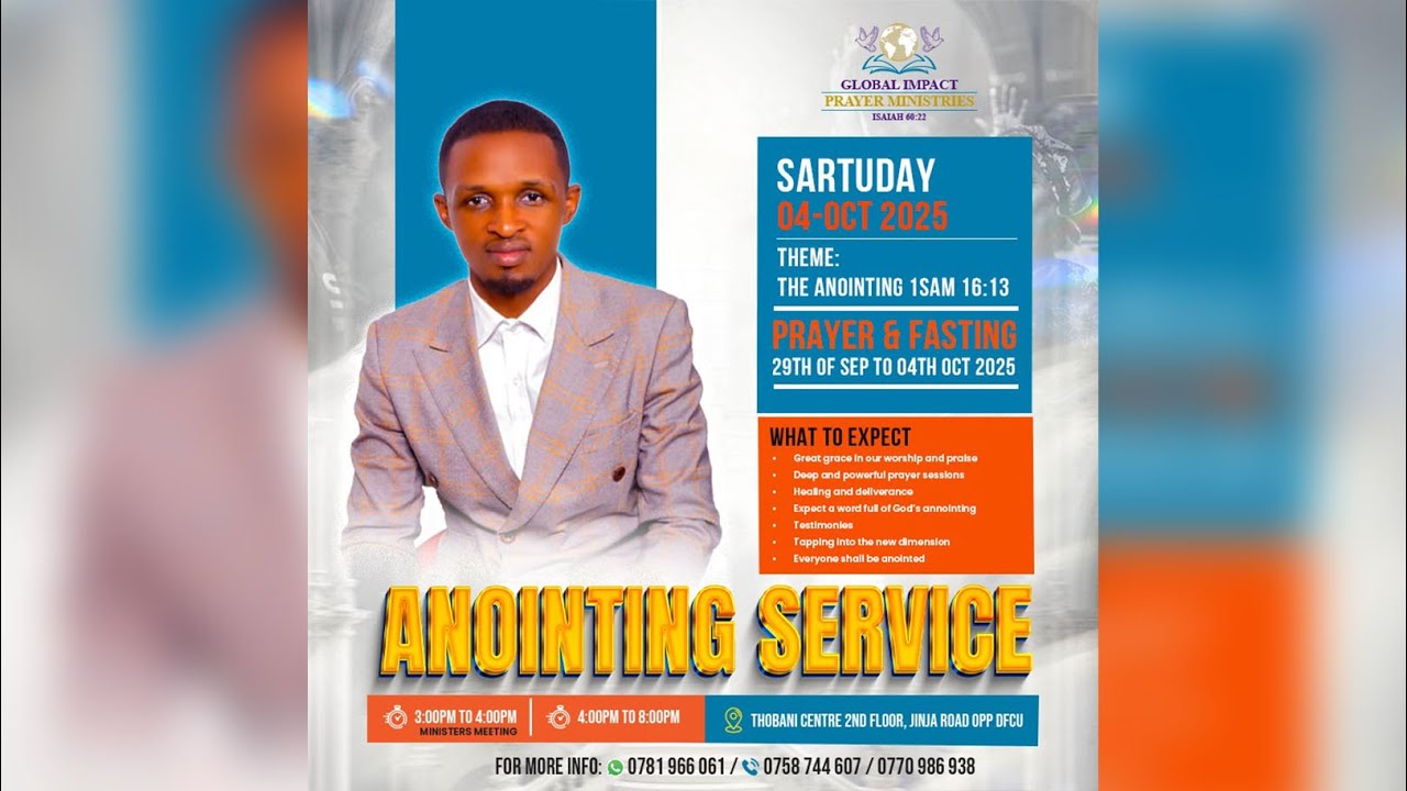 SATURDAY ANNOINTING SERVICE ON THE 4TH OCT, 2025