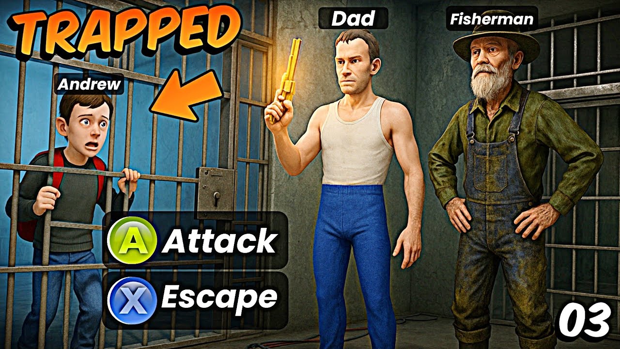 My DAD & FISHERMAN TRAPPED Me in a JAIL in SchoolBoy Runaway! 😱 | A MOVIE | PART 3