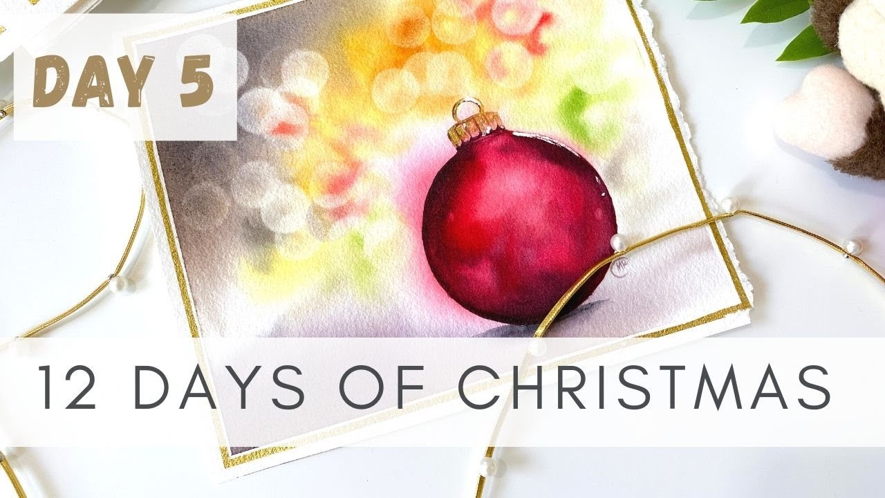 Day 5 of 12 Watercolor Christmas cards | Real time video