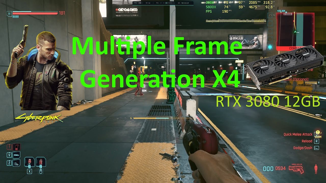 Cyberpunk2077 MFG X4 RT Ultra RTX 3080 12GB 1440p