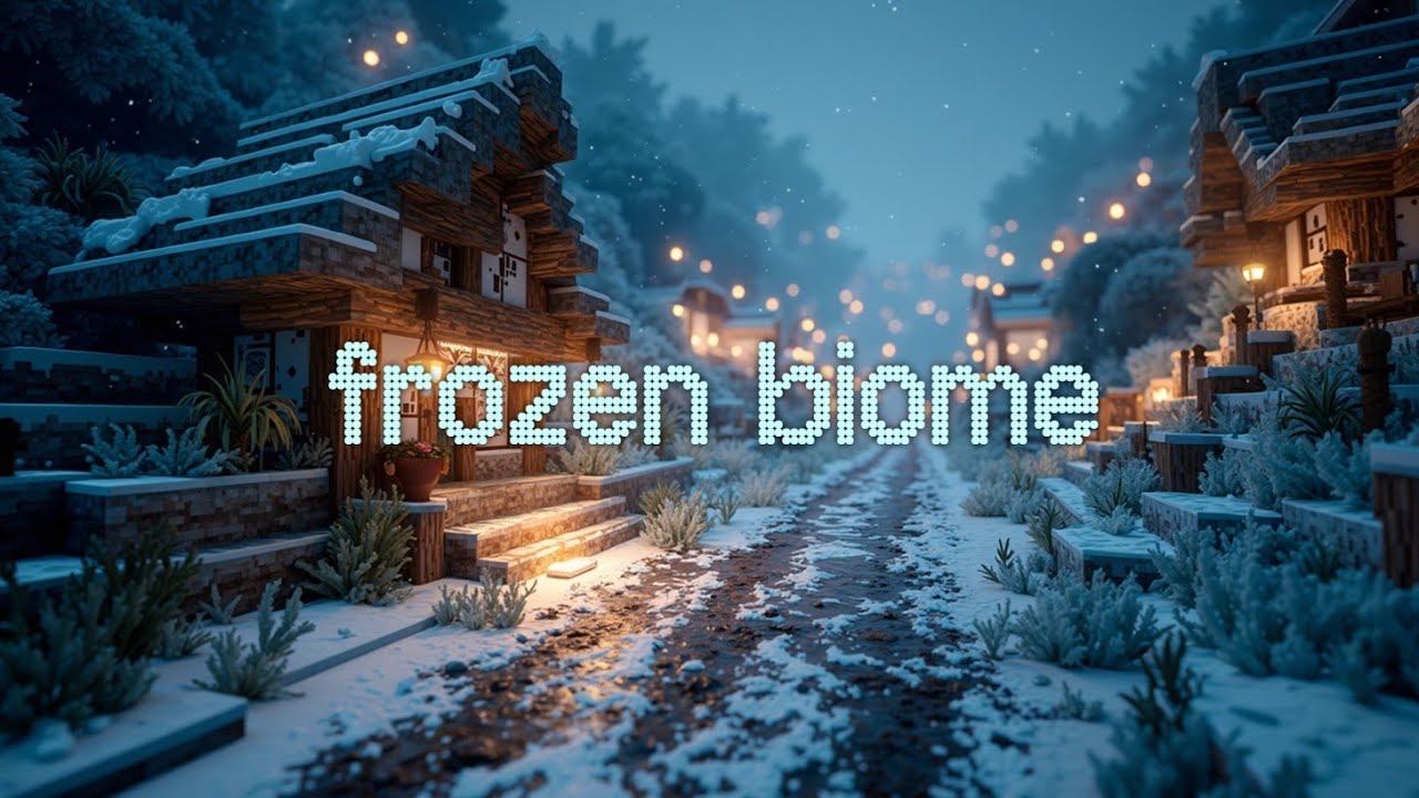 Уютная Зимняя Атмосфера Minecraft ❄️ Ночь в Снежной Деревне | Расслабляющая Фоновая Музыка