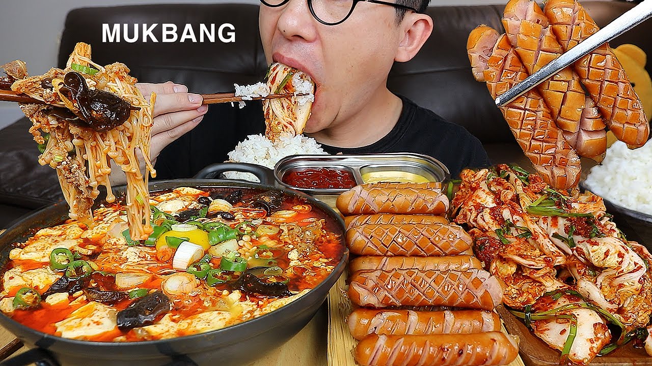 ASMR MUKBANGㅣSundubu-jjigae (Soft Tofu Soup) & Wurst Sausage & kimchiㅣEATING SHOW