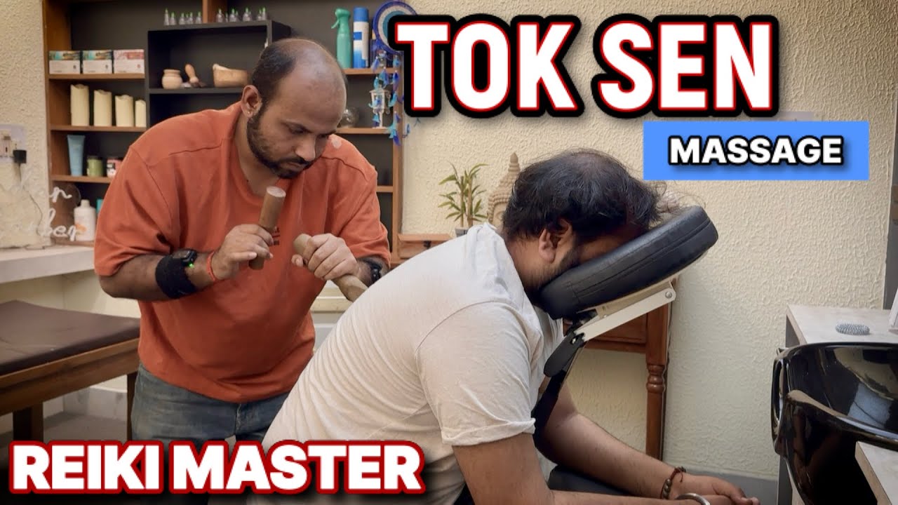 ReikiMaster Tok-Sen Head & Back Massage ASMR #indianbarber #sensoryoverload