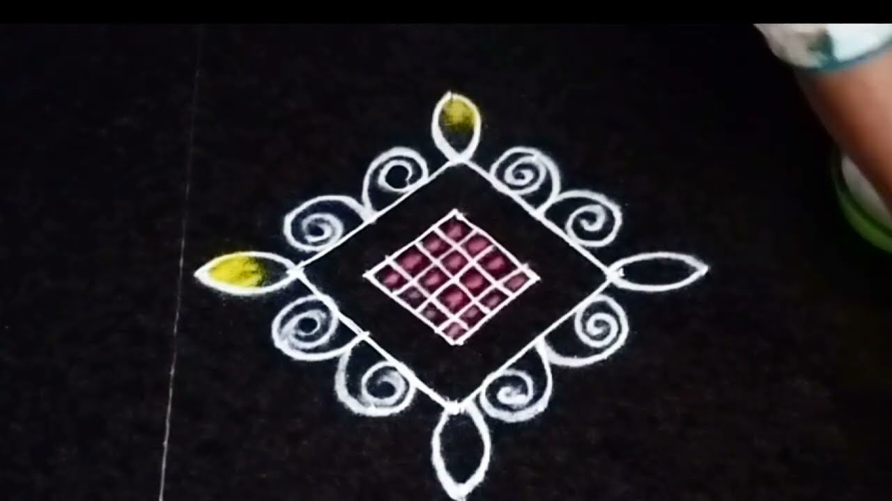 Easy rangoli with dots , colour rangoli , latest small daily rangoli #rangolidesigns 