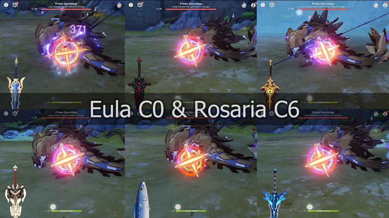 [Guide] Eula C0 & Eula C1 -  Rosaria C6 Weapons Comparison Genshin Impact