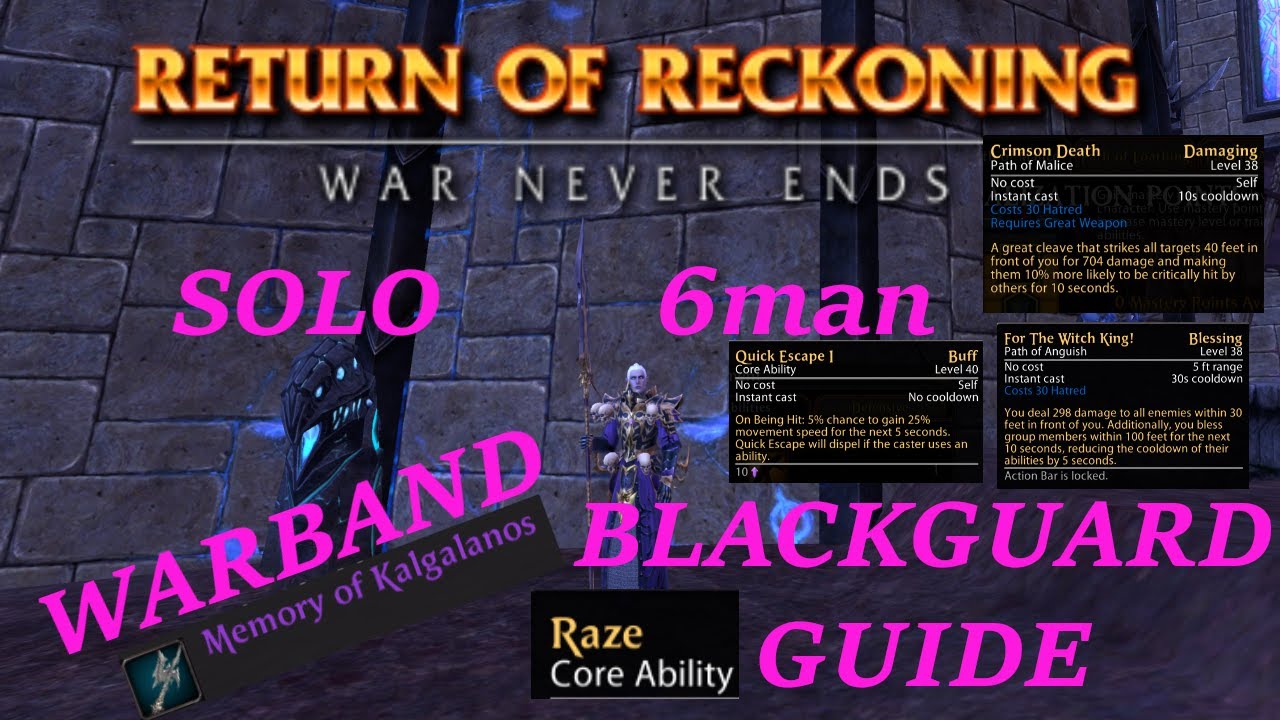 Warhammer Online RoR Blackguard Build Guides WB Solo 6man