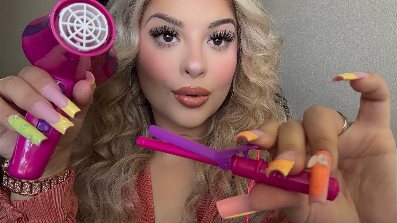 ASMR Hair Styling | Straightening & Curling Your Hair, Parting, Combing, Blow Drying ✨🎀
