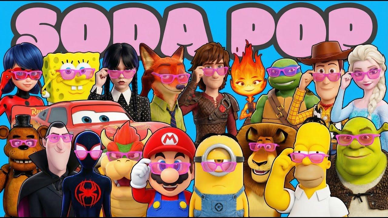 SODA POP MEGAMIX – MARIO 🆚 SONIC 🆚 SPONGEBOB 🆚 MCQUEEN 🆚 SPIDERMAN 🆚 LADYBUG  🎶🎵 Who Is Best?